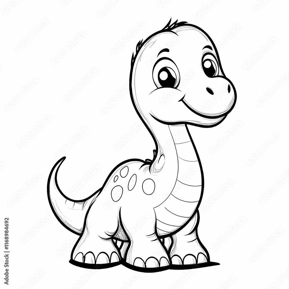 Fototapeta premium Cute Cartoon Dinosaur Isolated On White Background
