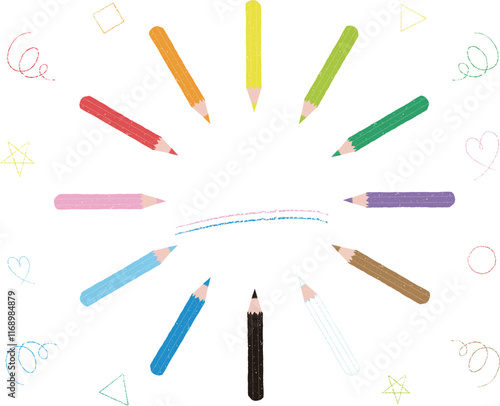 色えんぴつ12色セットの円形