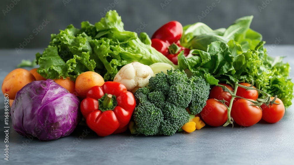 Fresh and Colorful Vegetable Arrangement Displayed Beautifully Fresh and Colorful Vegetable Arrangement Displayed Beautifully