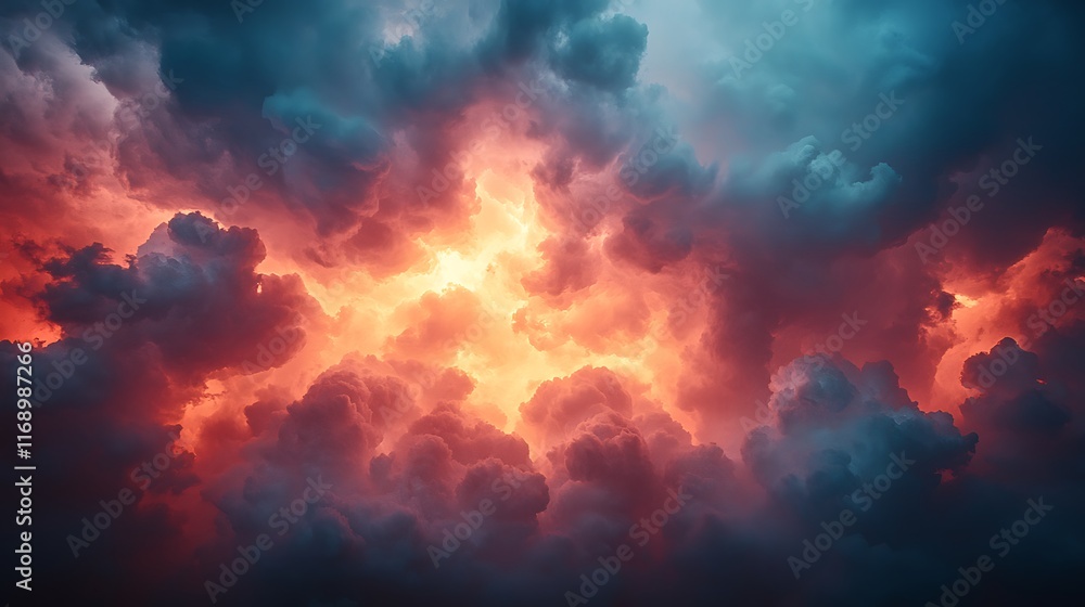 Dramatic, fiery sunset cloudscape. Dramatic, fiery sunset cloudscape.
