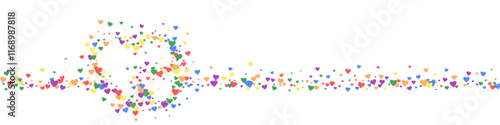 Rainbow colored scattered hearts. LGBT valentine