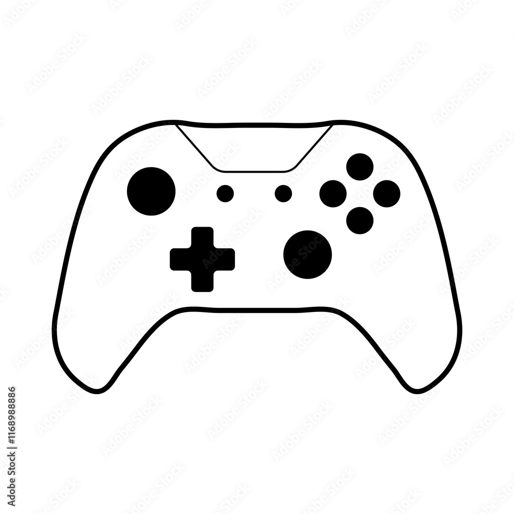 An illustration depicting a black joystick icon for computer games, on a white background.
An illustration depicting a black joystick icon for computer games, on a white background.