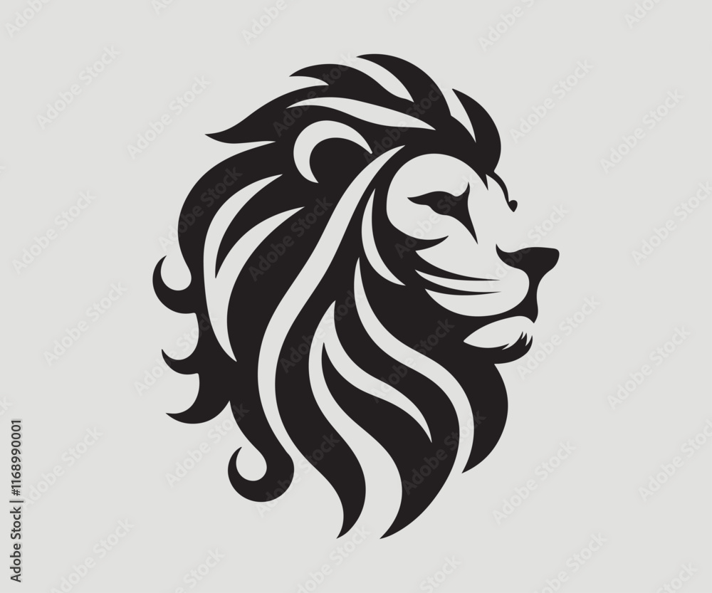 silhouette of a lion's head in black and white silhouette of a lion's head in black and white
