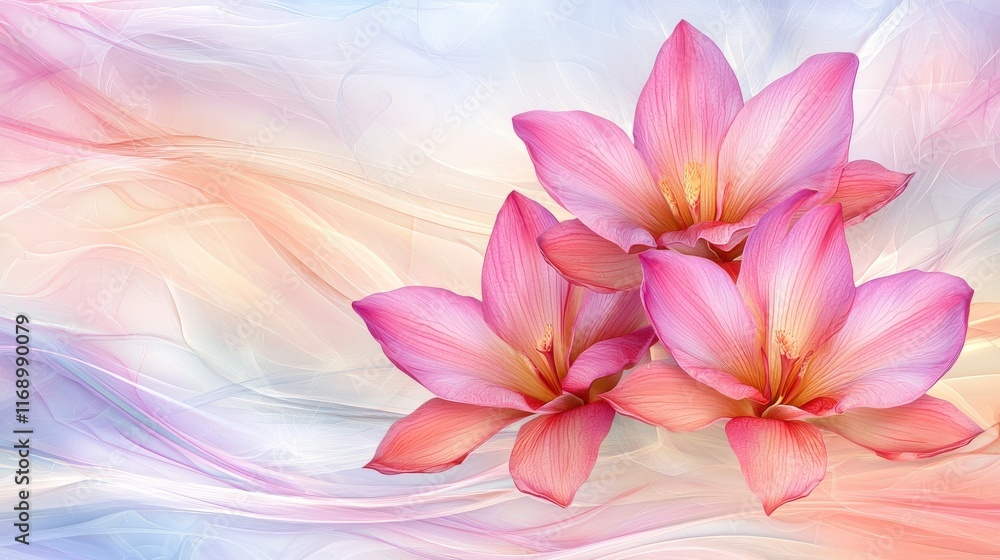 Fototapeta premium Vibrant Pink Flowers with Soft Background in Delicate Pastel Colors