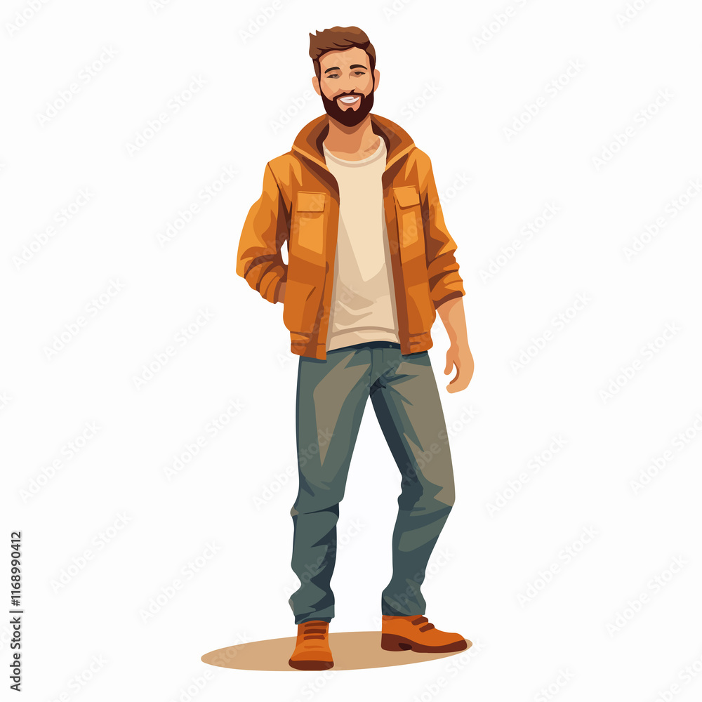 Naklejka premium Cheerful young man casual outfit icon for web and app design