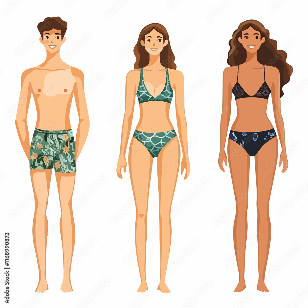 Detailed young people swim suit vector illustration for design projects Detailed young people swim suit vector illustration for design projects