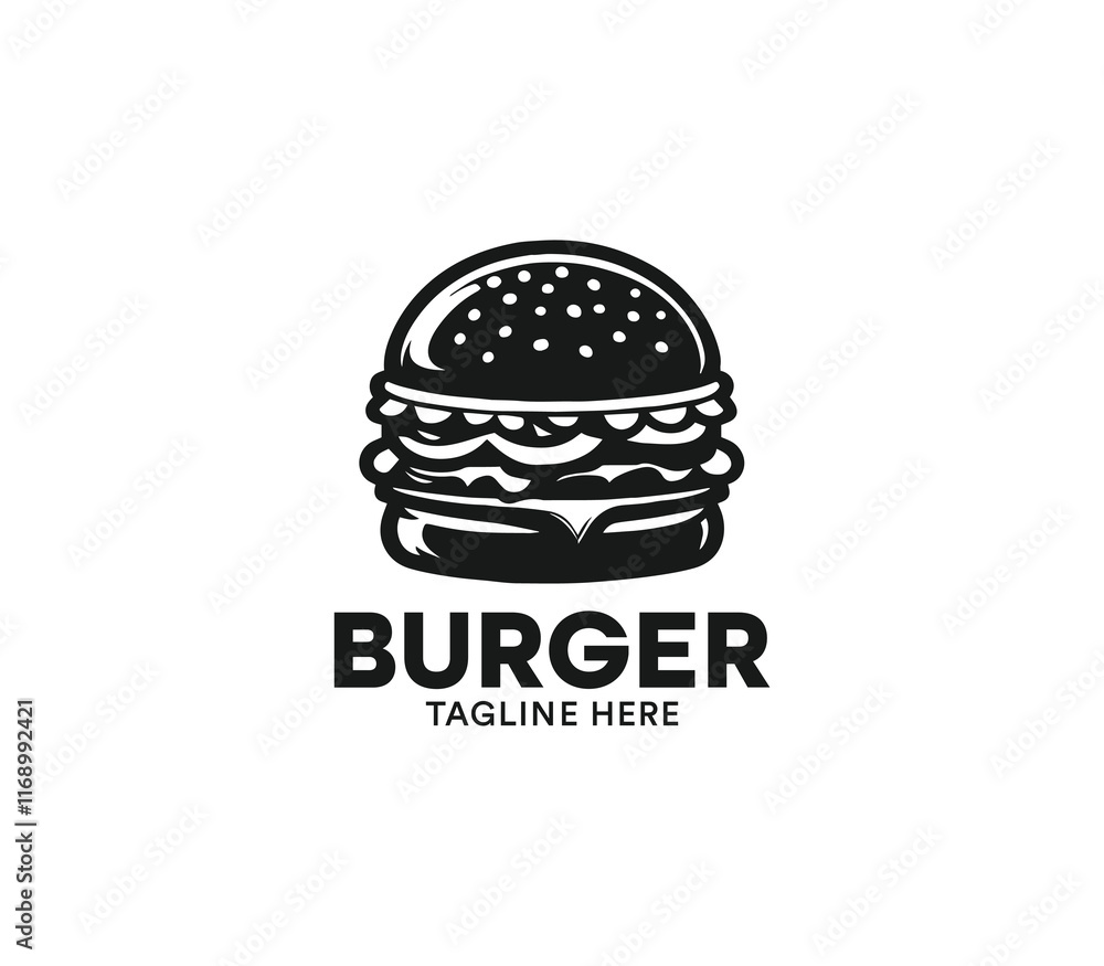 Burger logo design vector. Fast food logo. Modern burger minimal design. Burger company logo Burger logo design vector. Fast food logo. Modern burger minimal design. Burger company logo