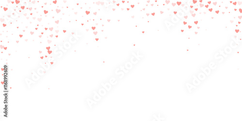 Red hearts scattered on white background.