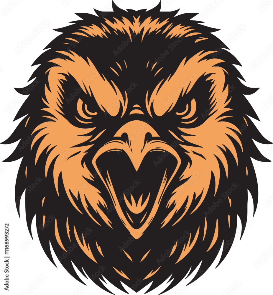 Obraz premium Ferocious Penguin Head with an Angry Expression 