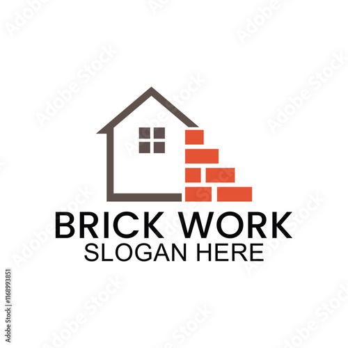 brick logo for property, symbol, icon, vector illustration of house building template.
