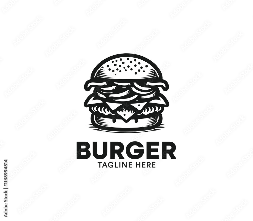 Obraz premium Burger logo design vector. Fast food logo. Modern burger minimal design. Burger company logo