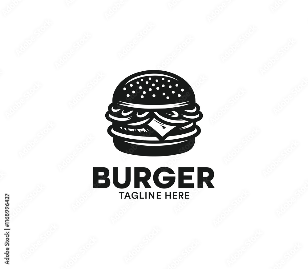 Burger logo design vector. Fast food logo. Modern burger minimal design. Burger company logo Burger logo design vector. Fast food logo. Modern burger minimal design. Burger company logo