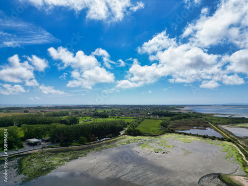 Peaceful Tourist Attraction of Stock Havant Hayling Beach and Ocean on Hayling Island and Former Civil Parish, Havant Hampshire, South East England Great Britain photo