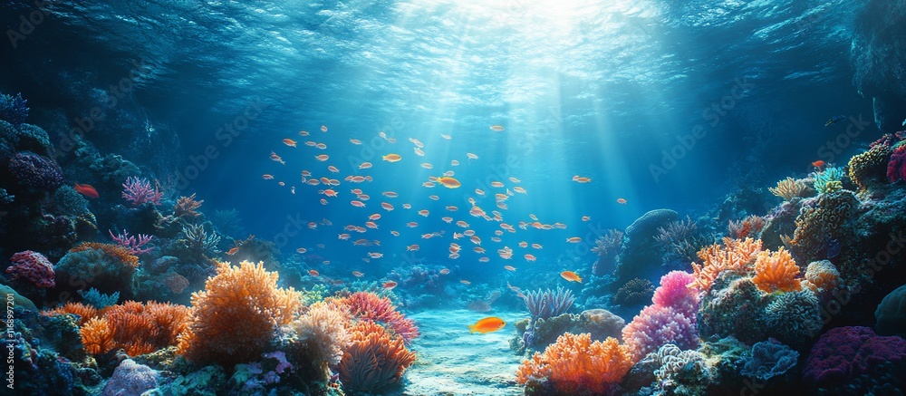 Obraz premium Vibrant Underwater Coral Reef Paradise: A Stunning Ocean Scene
