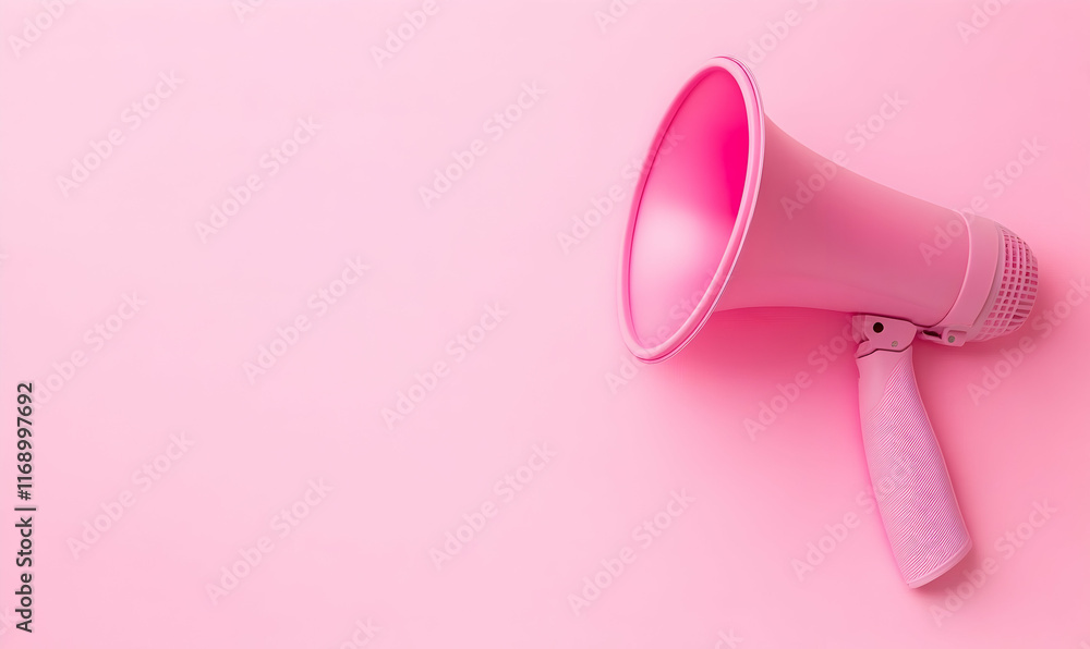 Pink megaphone on a pink background with white copy space, vector illustration, flat design, pastel color palette, minimalistic style, simple shapes, Pink megaphone on a pink background with white copy space, vector illustration, flat design, pastel color palette, minimalistic style, simple shapes,