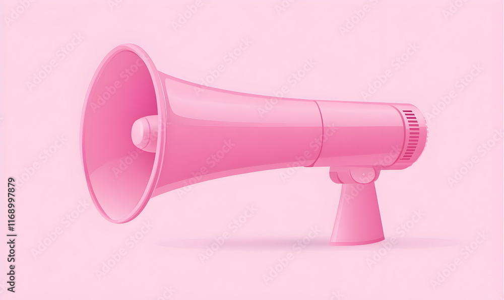 Pink megaphone on a pink background with white copy space, vector illustration, flat design, pastel color palette, minimalistic style, simple shapes, Pink megaphone on a pink background with white copy space, vector illustration, flat design, pastel color palette, minimalistic style, simple shapes,