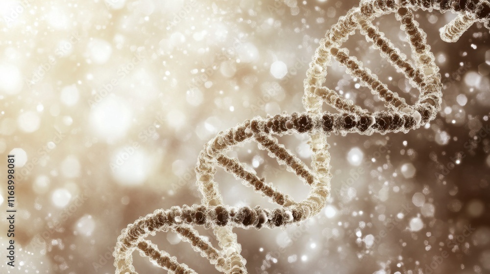 Sparkling DNA Helix in Golden Bokeh Background Sparkling DNA Helix in Golden Bokeh Background