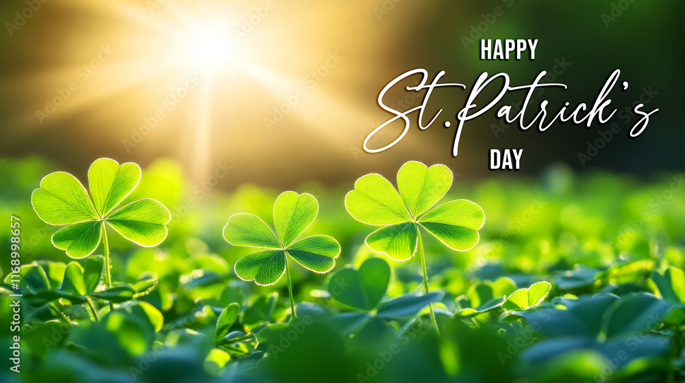 custom made wallpaper toronto digitalBright Sunlight Shining Over Green Shamrocks on St Patrick's Day Celebrations