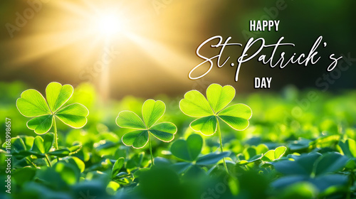 Wallpaper Mural Bright Sunlight Shining Over Green Shamrocks on St Patrick's Day Celebrations Torontodigital.ca