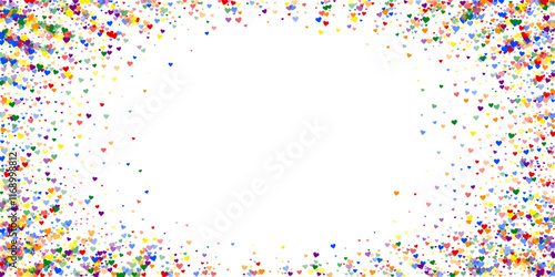 Rainbow colored scattered hearts. LGBT valentine
