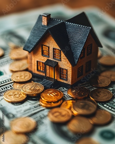 Miniature House Surrounded by Financial Assets Symbolizing Diversified Investment Strategies
