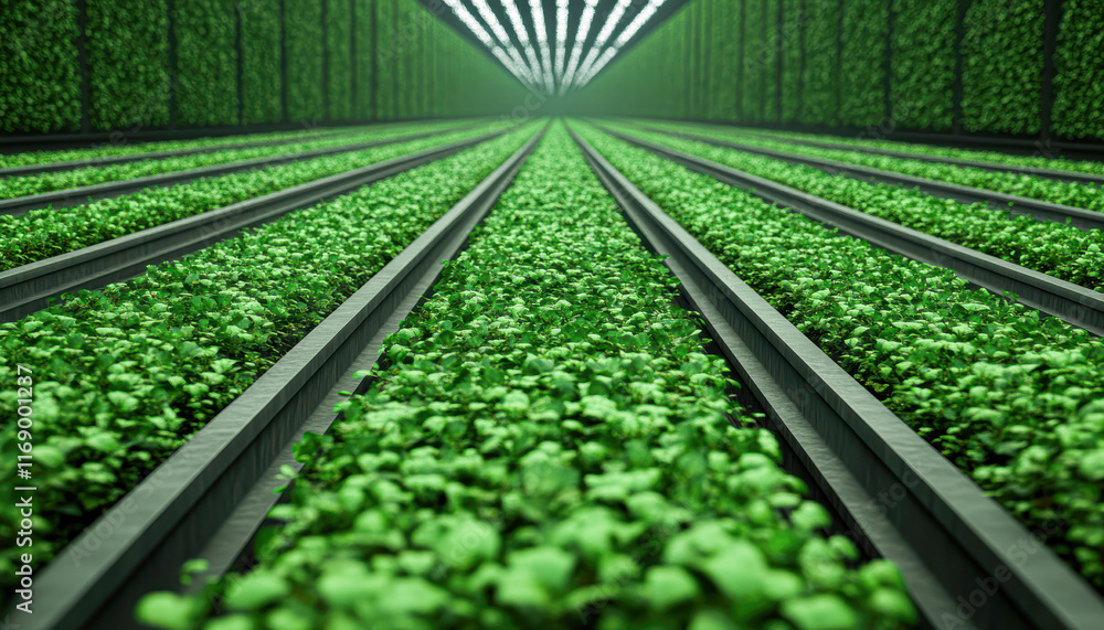 Obraz premium Indoor aerial view of sustainable hydroponic farming for urban food security innovation