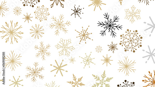Snowflakes - Abstract Gold Star Falling Soft Focus Background, 3D rendering.