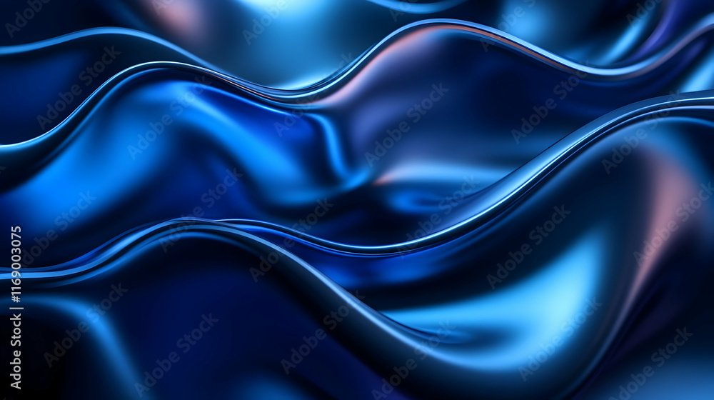 Obraz premium Blue Abstract 3D Wave Background Illustration