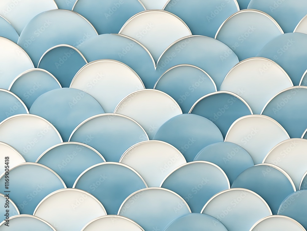 Soothing Blue and White Scalloped Wave Pattern, Layered for Soft and Calming Background Soothing Blue and White Scalloped Wave Pattern, Layered for Soft and Calming Background
