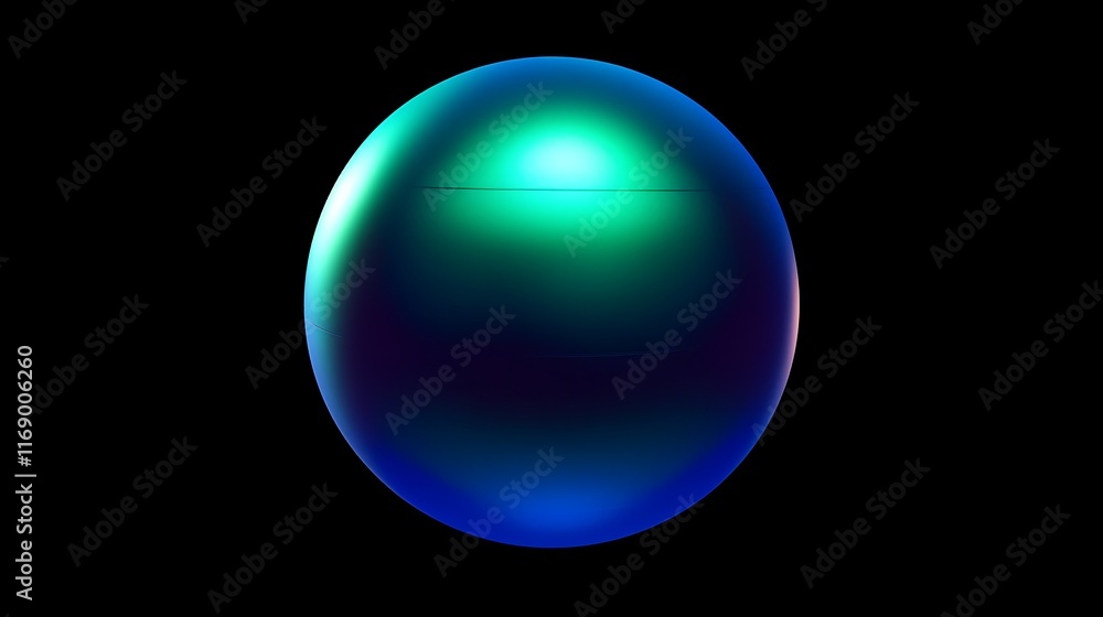 A vibrant blue and green metallic egg on black A vibrant blue and green metallic egg on black