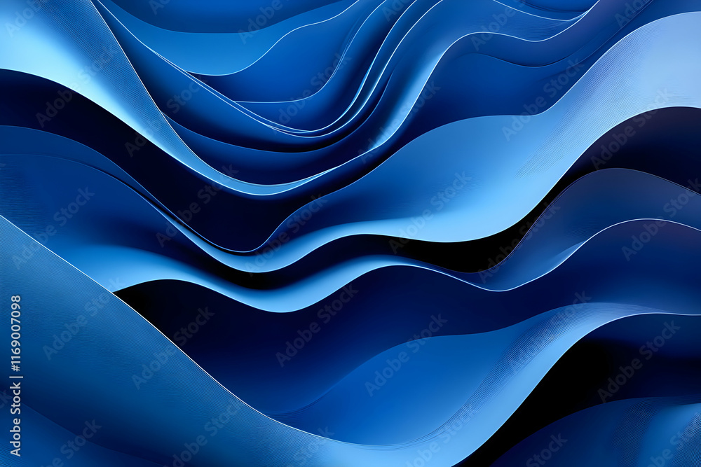 Obraz premium Abstract 3D Blue Wave Background Illustration