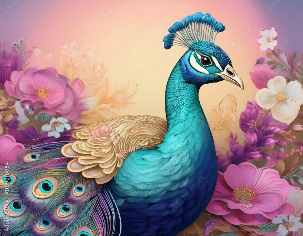 Fototapeta premium peacock in pastel hues