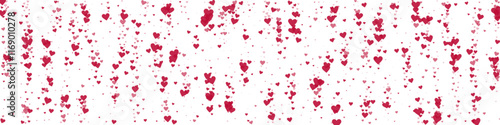 Red hearts scattered on white background.