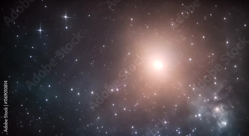 Galactic Journey a close-up of a star field, then slowly zoom out to reveal a spiral galaxy rotating majestically in the cosmos