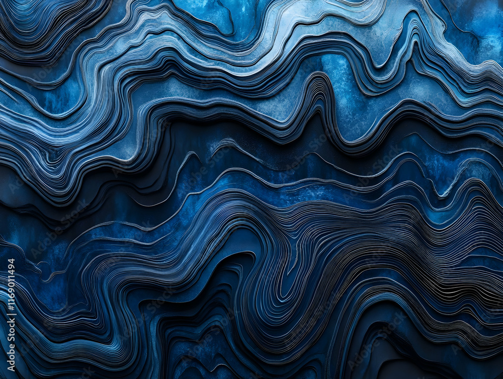 Deep Blue Abstract 3D Wave Illustration Deep Blue Abstract 3D Wave Illustration