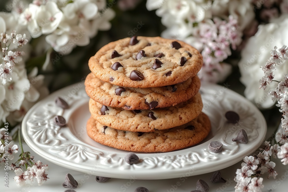 deliciously golden chocolate chip cookies arranged artfully on a pristine surface emphasizing their chewy texture and gooey chocolate chunks inviting indulgence and warmth into any setting deliciously golden chocolate chip cookies arranged artfully on a pristine surface emphasizing their chewy texture and gooey chocolate chunks inviting indulgence and warmth into any setting