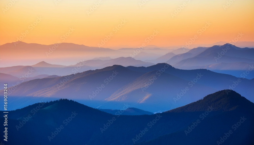 abstract golden light on blue mountain ridges at dawn abstract golden light on blue mountain ridges at dawn