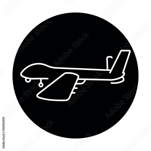 Elbit Hermes 900 (Israel) line color icon. Reconnaissance and attack drone of medium height