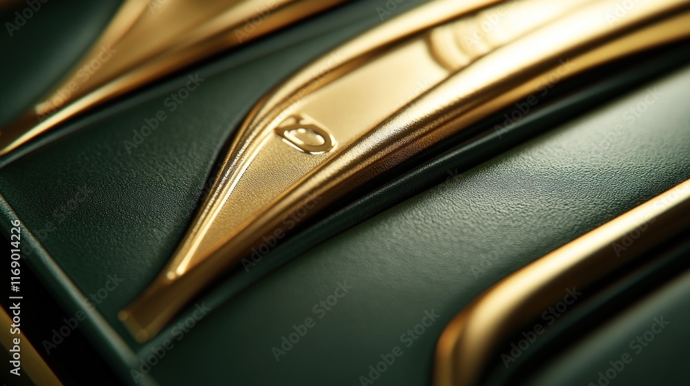 Close-up of elegant green and gold textured surface with embossed number ten. Close-up of elegant green and gold textured surface with embossed number ten.