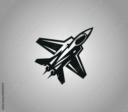 Fighter jet logo design. Fighters and bombers. War plane. Military aircrafts silhouette logo vector