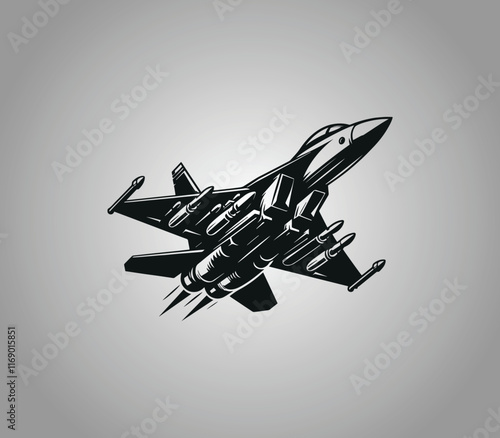 Fighter jet logo design. Fighters and bombers. War plane. Military aircrafts silhouette logo vector