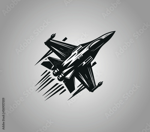 Fighter jet logo design. Fighters and bombers. War plane. Military aircrafts silhouette logo vector