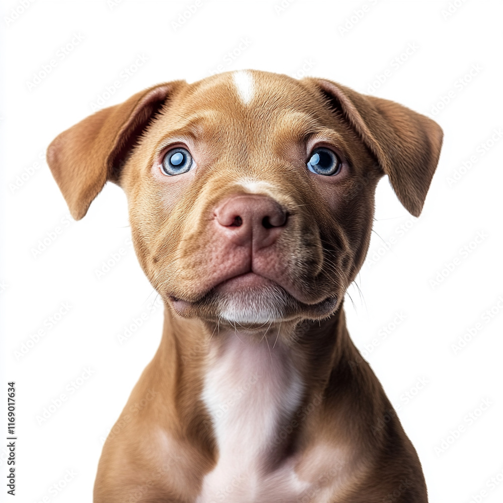 Portrait of a tan Pit Bull puppy on white background Portrait of a tan Pit Bull puppy on white background