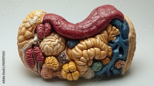 Detailed anatomical model of human digestive system organs. photo