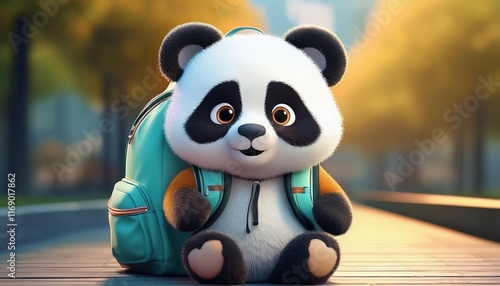 adorable plush panda backpack designed for students a charming and stylish accessory for everyday use photo