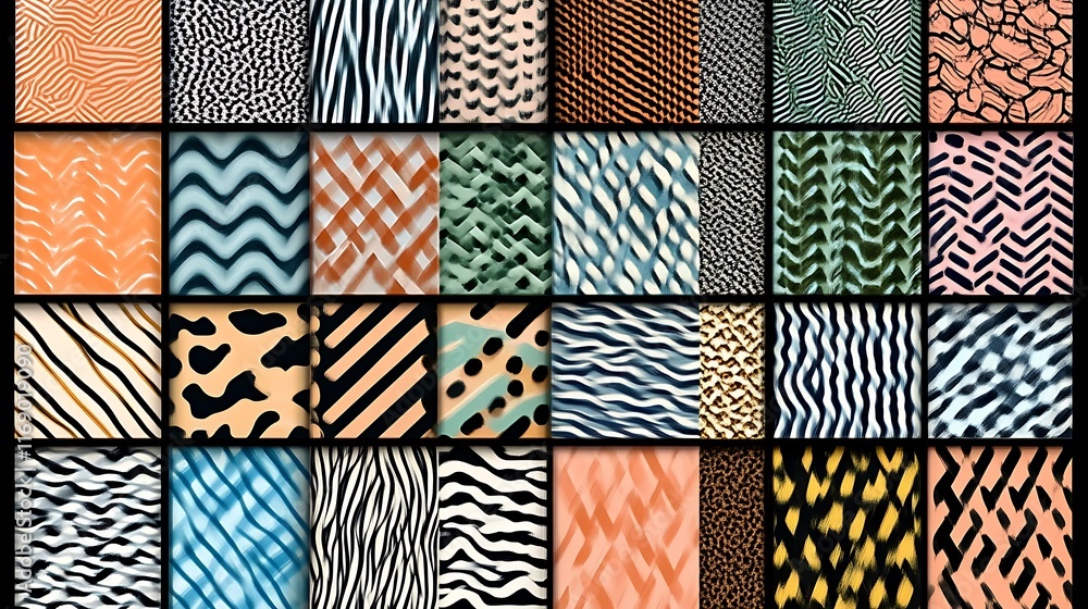 Abstract Textile Pattern Collection Showing Diverse Designs