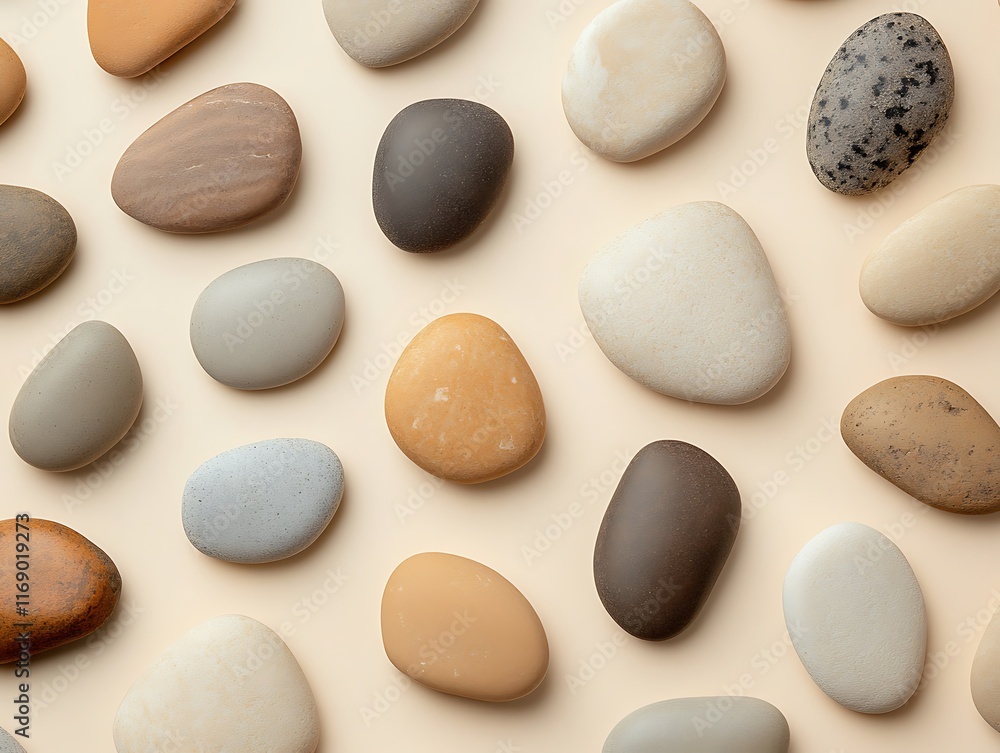 Abstract Earthy Pebble Shapes Scattered on Light Beige Background for Natural, Elegant Graphic Design Abstract Earthy Pebble Shapes Scattered on Light Beige Background for Natural, Elegant Graphic Design
