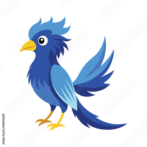 Blue birds of paradise remarkable and extravagant vector silhouette illustration. 