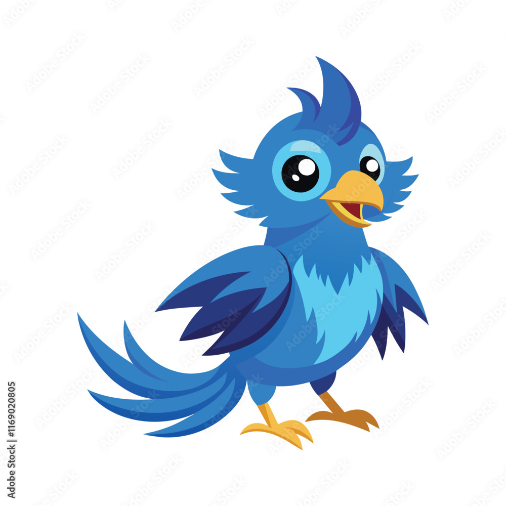 Fototapeta premium Blue birds of paradise remarkable and extravagant vector silhouette illustration. 
