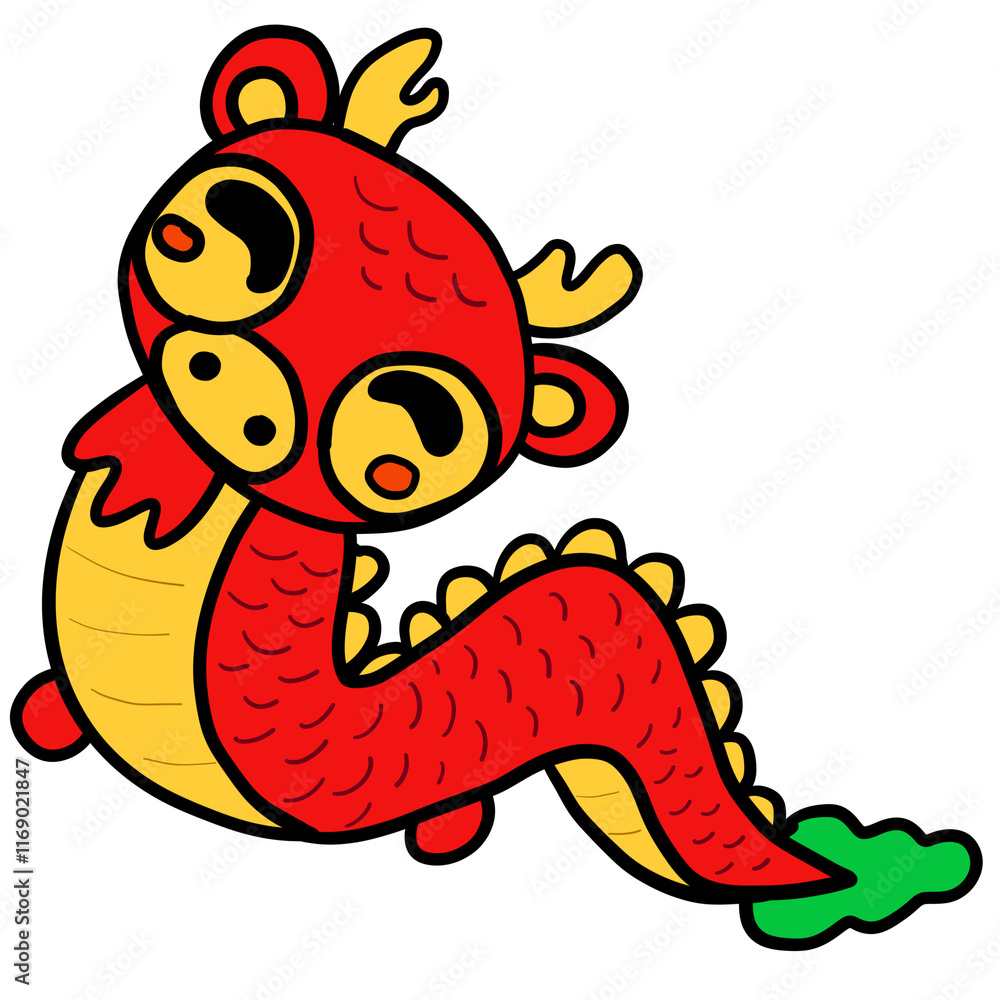 Obraz premium red dragon cartoon